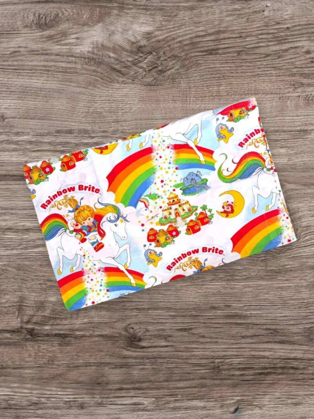 Vintage 1983 Rainbow Brite Pillowcase Standard Unicorn Rainbow Castle Cotton